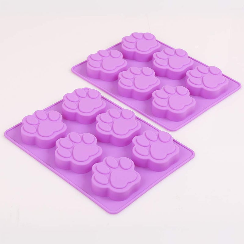 Cozihom Puppy Dog Paw Silicone Molds, Food Grade, for Chocolate, Candy, Pudding, Jelly, Dog Treats. 4 Pcs - Image 2